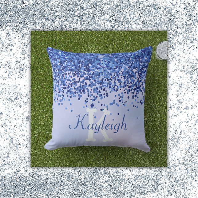 Cojín De Exterior Monograma simple cepillado azul Metalizado y Purpu (Subido por el creador)