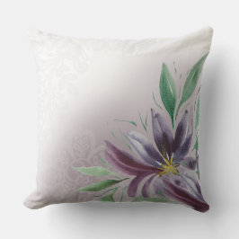Cojín De Exterior Morado victoriano Lace Lotus Watercolor
