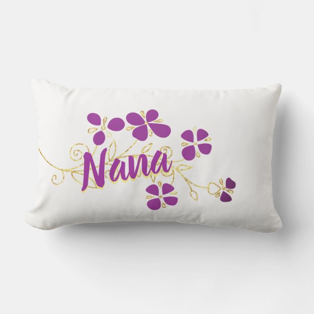 Cojín De Exterior Morado y dorado "look" floral (Anverso)