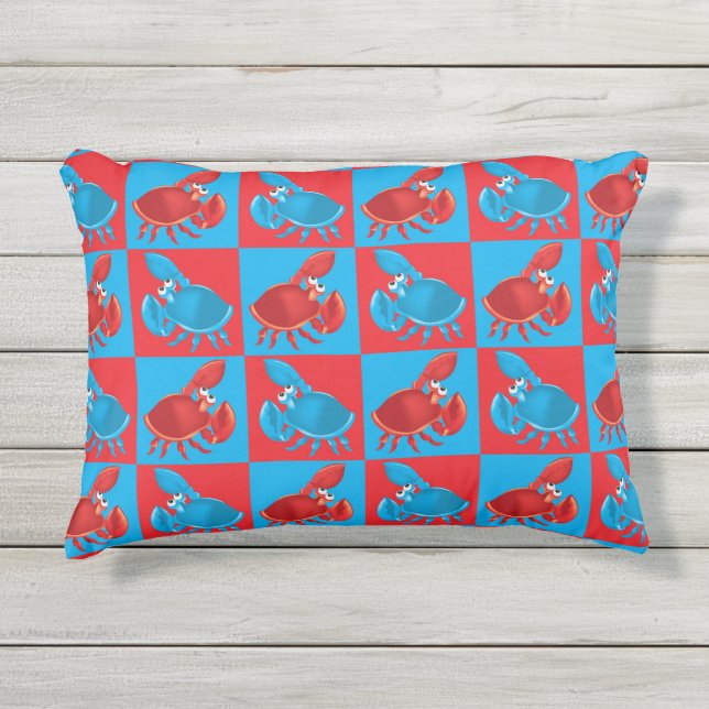 Cojín De Exterior mosaico de cangrejo personalizado (Anverso)