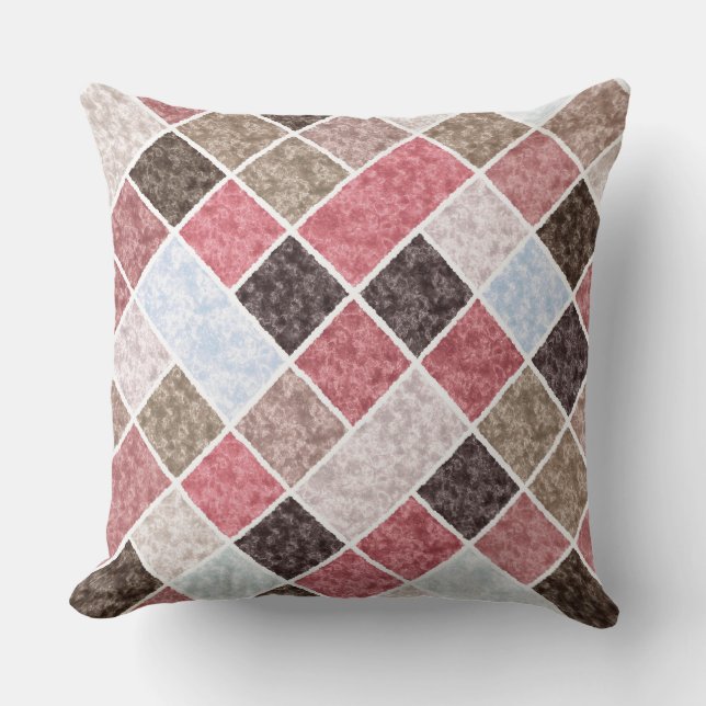 Cojín De Exterior mosaicos en tonos marrones y rosas (Anverso)