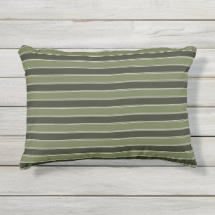 Cojín De Exterior Moss Green Black Horizontal Lines Stripe Geométri