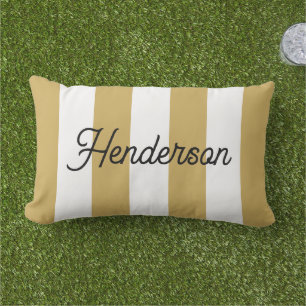 Cojín De Exterior Mostaza Amarillo y Blanco Cabana Raya Monogramada