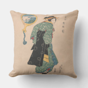 Cojín De Exterior Mujer japonesa kimono cortesana obra de arte