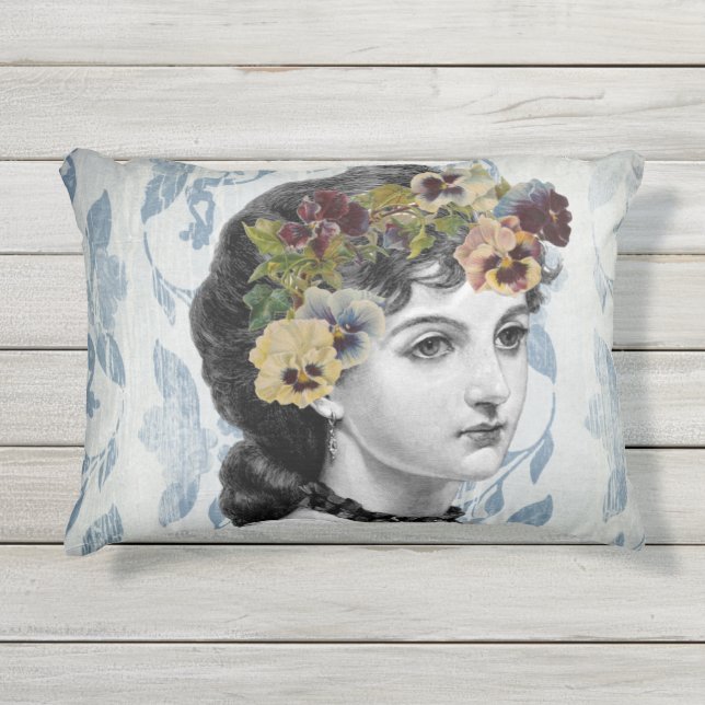 Cojín De Exterior Mujer victoriana se mete en el tapiz (Anverso)