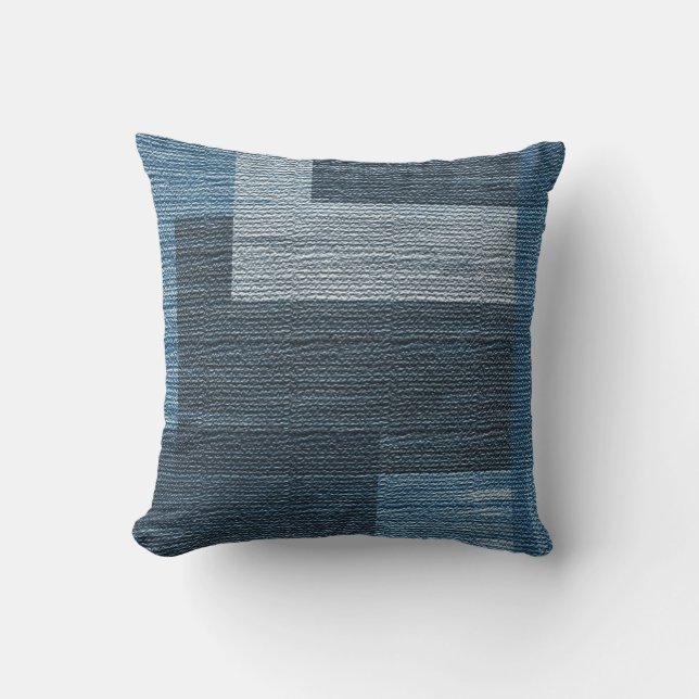 Cojín De Exterior MVB Diseño de Burlap de Faux Gris/Blue Weathered O (Anverso)