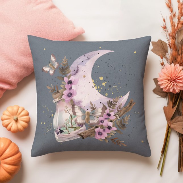 Cojín De Exterior Mystical Boho Lavender Anemone Moon (Subido por el creador)