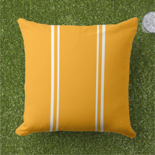 Cojín De Exterior Naranja Amarillo Brillante Bandas de Carreras Blan