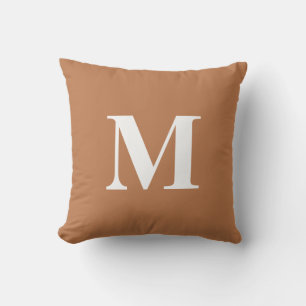 Cojín De Exterior Naranja de óxido de color blanco editable Monogram