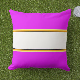 Cojín De Exterior Naranja rosado tropical franjas de Carreras blanca