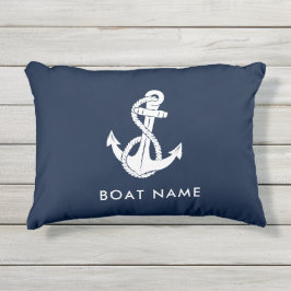 Cojín De Exterior Nautical Anchor Naval Blue Boat Name