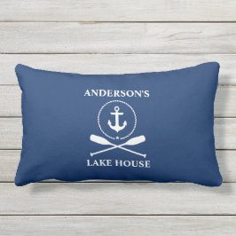 Cojín De Exterior Nautical Anchor Rope Oars Naval Blue Lake House