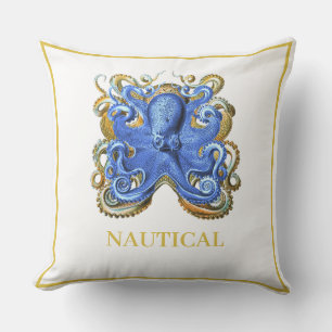 Cojín De Exterior Nautical Blue Stripe Octopus Bote Beach House