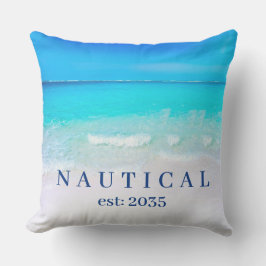 Cojín De Exterior Nautical Bote Name Ocean Sea Blue