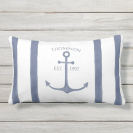 Cojín De Exterior Nautical Navy Blue Anchor Personalized Pillow