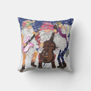 Cojín De Exterior Navidades Banda de música Gnome Happy Pillow