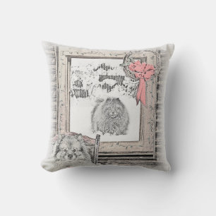 Cojín De Exterior Navidades de Keeshond Ventana de Invierno Pintura