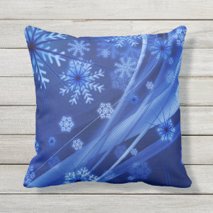 Cojín De Exterior Navidades del Blue Winter Snowflakes