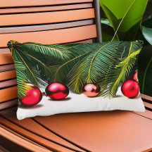 Navidades tropicales palmeras ornamentos verde roj
