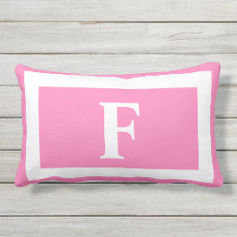 Cojín De Exterior Negrita rosa Pastel Blanco Negrita Monograma Inici