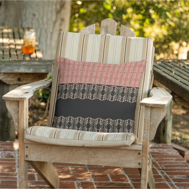 Cojín De Exterior Negro con rosa (Silla)