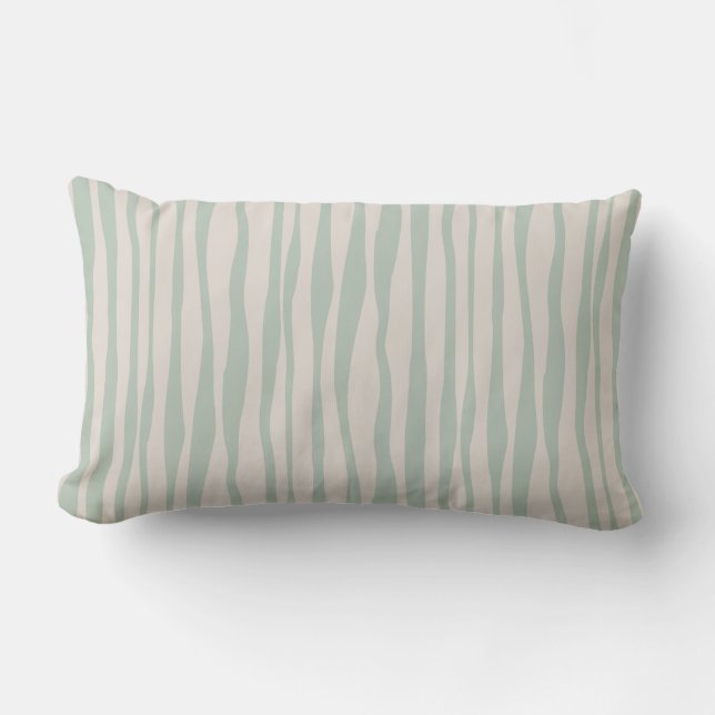 Cojín De Exterior Neutral Grueso Rayas delgadas Seafoam Beige Verde (Anverso)