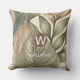 Cojín De Exterior Nombre de monograma tropical