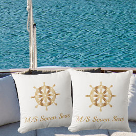 Cojín De Exterior Nombre del barco blanco del volante de dirección d