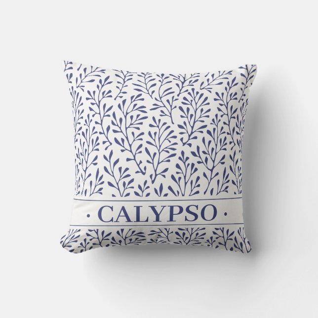 Cojín De Exterior Nombre del barco náutico. Algas de vida marina. Az (Anverso)