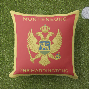 Cojín De Exterior Nombre personalizado y marca de Montenegro de text