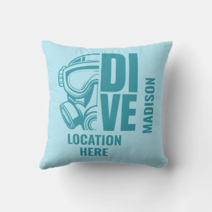 Cojín De Exterior Nombre y ubicación personalizados Buceo Scuba