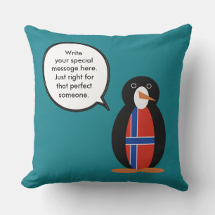 Cojín De Exterior Noruega Hablando Sra. Pingüino Personalizada