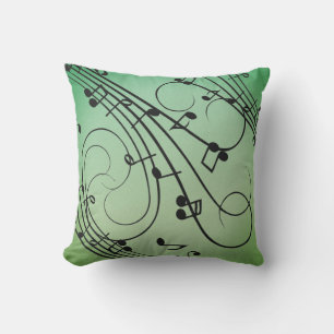 Cojín De Exterior Notas Elegantes Diseño Música Verde