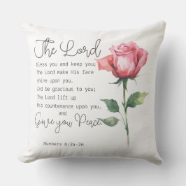 Cojín De Exterior Números 6:24-26 El Señor te bendiga la flor Rosa