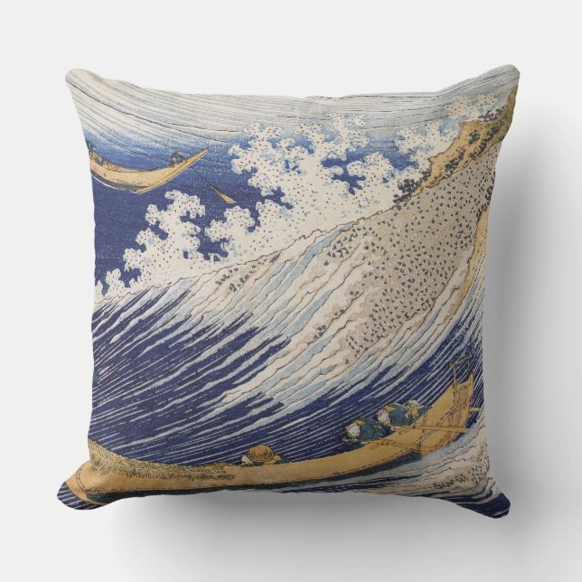 Cojín De Exterior Olas del Océano de Hokusai Barcos Marítimos (Anverso)