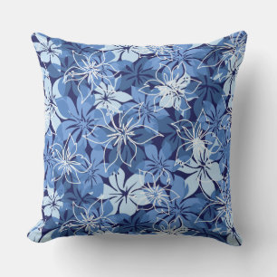 Cojín De Exterior Olowalu Hibiscus Camuflaje Hawaiano - Azul Marino