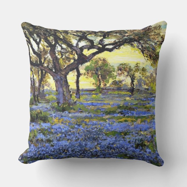 Cojín De Exterior Onderdonk - Árbol de roble antiguo y Bluebonnets (Anverso)