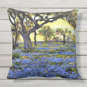 Cojín De Exterior Onderdonk - Árbol de roble antiguo y Bluebonnets