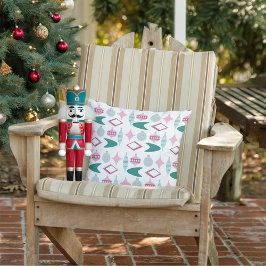 Cojín De Exterior Ornamentos de Navidad Retro Rosa y Turquesa