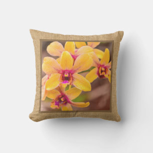 Cojín De Exterior Orquídea Amarilla Hawaiana Tropical Reversible par