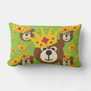 Cojín De Exterior Oso de peluche sonriente con corona