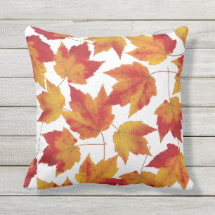 Cojín De Exterior Otoño deja rojo y oro