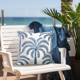 Cojín De Exterior Palm Trees Blue White