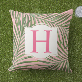 Cojín De Exterior Palm Tropical Sale Monograma Rosa
