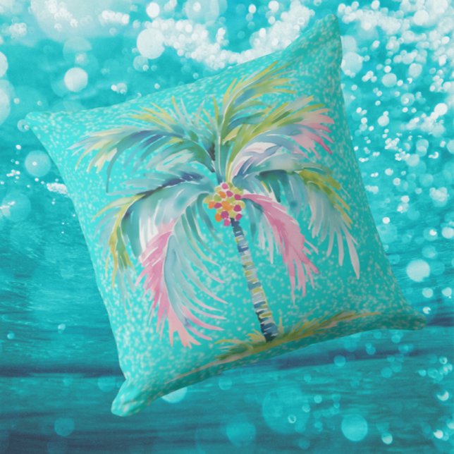 Cojín De Exterior Palmera Tropical Pastel Interior (Tropical vibes!)