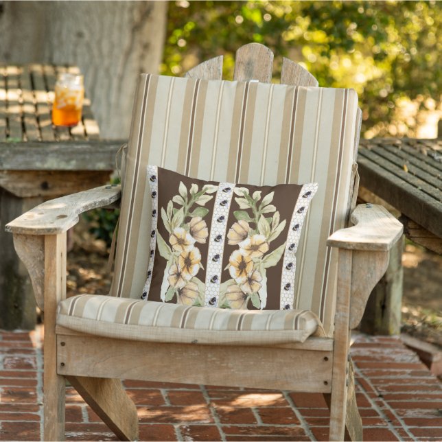 Cojín De Exterior Panal, abejas y flores (Silla)