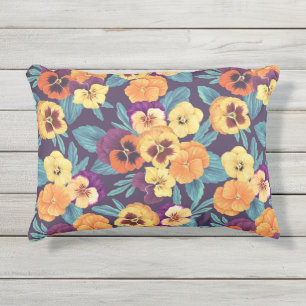 Cojín De Exterior Pansies en violeta de ciruela