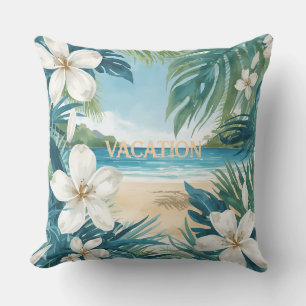 Cojín De Exterior Paraíso Tropical con Patrón de Flores de Frangipan