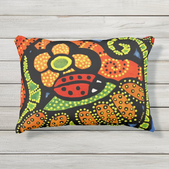 Cojín De Exterior Parrillada abstrata colorida (Anverso)