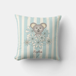 Cojín De Exterior Pastel Blue Stripe Cute Baby Koala Bear Niños